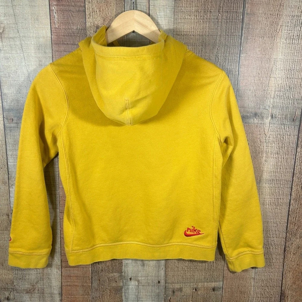 Nike Youth Hoodie Colorful Logo Smiley Sleeve Fleece Yellow Medium